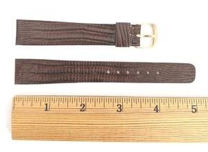18mm Seiko Vintage Genuine Lizard LONG BROWN Unstitched Watch Band - Picture 1 of 4