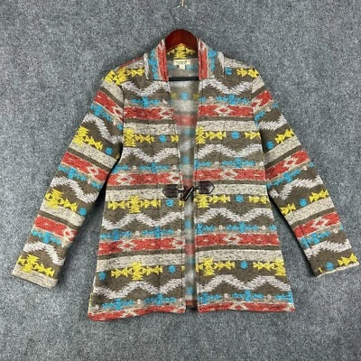 One World Sweater Jacket Womens Medium Toggle Button Aztec Print Cardigan - Image 1 of 4