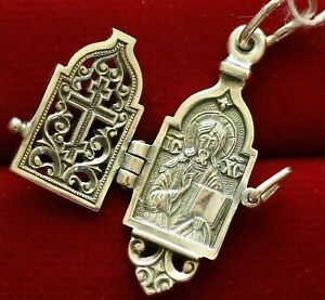 Christian Jewelry Locket Open Work Silver 925 Eastern Orthodox Lord Jesus Christ