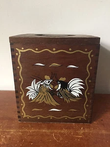 Vintage Distressed HIMARK Rooster Wood Kitchen Canister - Mid Century Japan - Picture 1 of 12