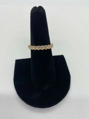 Anillo de aniversario de piedra de cristal transparente de oro amarillo para mujer talla 7 nuevo Foto 1 de 2