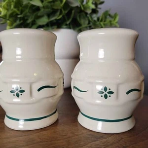 Longaberger Woven Traditions Heritage Green Salt and Pepper Shakers - Picture 1 of 6