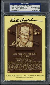 Richie Ashburn Yellow HOF postcard Signed Auto PSA/DNA Slabbed Phillie ID:437692 - Picture 1 of 2
