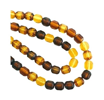 50 miçangas de catedral facetadas de vidro polido fogo tcheco mistura topázio outono sortidas 6 mm - Imagem 1 de 2