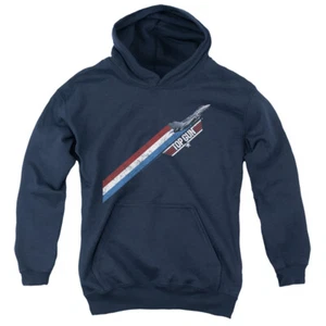 Top Gun Kids Hoodie Red White Blue Stripes Navy Hoody - Picture 1 of 2