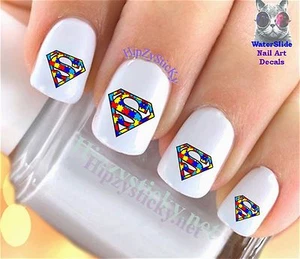 Nail Art 6515 Puzzle Autismo Nastro Superman Singolo WaterSlide Nail Decal Transfr - Foto 1 di 2