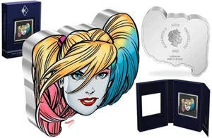 HARLEY QUINN FACE FACES OF GOTHAM SILVER COIN - Picture 1 of 7