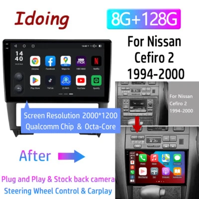 For 1994-2000 Nissan Cefiro Android 12 Car GPS Radio Stereo Player Apple Carplay - Image 1 of 4