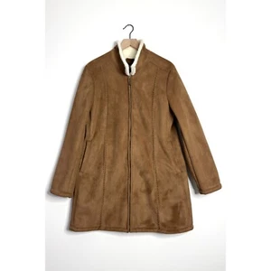 MARVIN RICHARDS Faux Suede Full Zip Coat Shearling Jacket Brown size Large - Picture 1 of 9