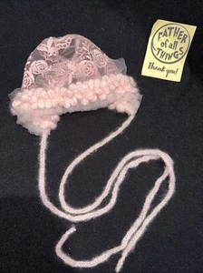 New Handmade Pink Rose Newborn Bonnet Hat, With Rose Details Photo Props - Picture 1 of 5
