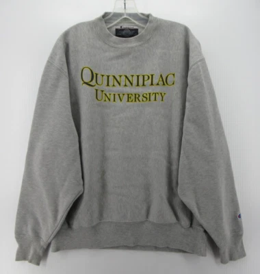 VINTAGE Quinnipiac Bobcats University Sweatshirt Men Medium Gray Champion NCAA * - Image 1 of 4
