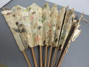 antique home handmade collage fan New York state cigar stamps mixed media - Picture 1 of 6