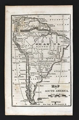 Mapa Nathan Hale 1830 América del Sur Brasil Buenos Aires Chile Lima Perú Amazonía SA Foto 1 de 2