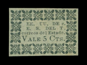 COLOMBIA 1870 - TOLIMA - 5c black on blue wove paper Scott# 5 mint MH VF - Picture 1 of 2