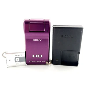 Sony Webbie HD MHS-PM1 5.0MP Camera Purple w/ Battery & Charger Tested & Works - Bild 1 von 15