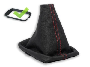 FOR VOLVO C30 S40 V50 GEAR SHIFT BOOT GAITER LEATHER STITCHING RED + FRAME - Picture 1 of 6