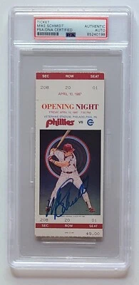 Mike Schmidt HOF Signed 1987 Opening Day Phillies Cubs Ticket PSA/DNA AUTO - Image 1 of 4