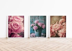 Set of 3 Peonie Flower Photo Prints Geometric Art Poster, Trendy Art 9244 - Picture 1 of 4