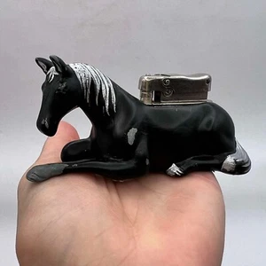 Vintage Black Horse Gasoline Lighter 1960's Soviet USSR Desk Figure Good Working - Picture 1 of 10