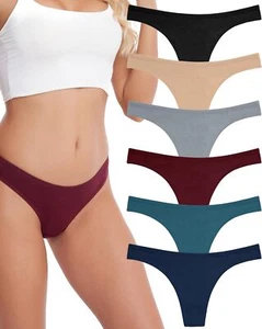 ANZERMIX Women's Breathable Cotton Thong Panties Pack of 6 - Picture 1 of 13