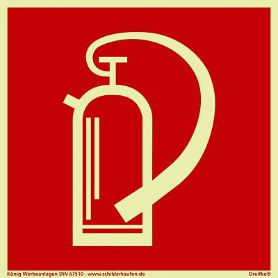 DREIFKE Schild Feuerlöscher nach BGV A8 F05 | PVC nachleuchtend | 150x150mm Brandschutz
