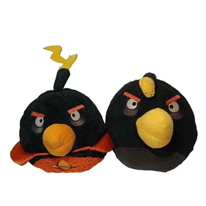 Angry Birds Plush Outer Space Black Fire Bomb Bird Orange Black 6”No Sound - Picture 1 of 5