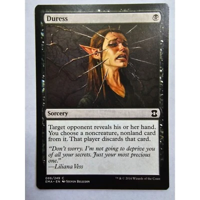 MTG Magic The Gathering Duress Sorcery Card EMA-086/249C 2016  Black Eternal Mas - Image 1 of 2