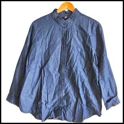 Camisa vaquera IZOD cuello con volantes manga larga abotonada XXL NUEVA CON ETIQUETAS Foto 1 de 4