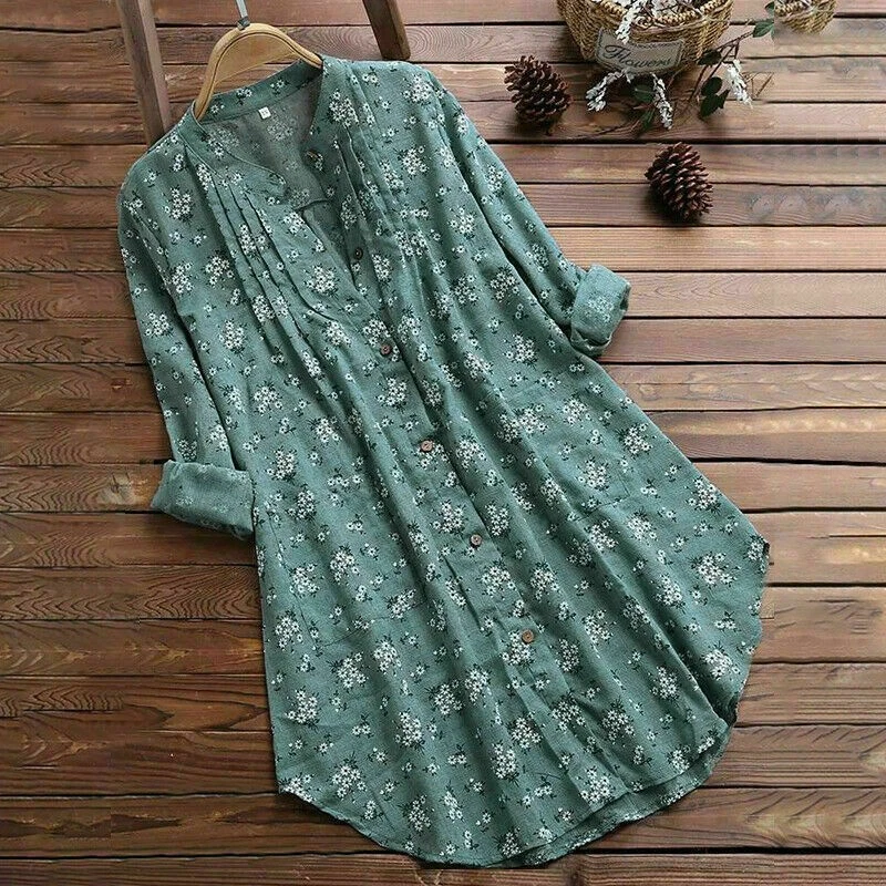 Plus Size Women Linen Cotton T-Shirt Dress Ladies Casual Baggy Tunic Tops Blouse