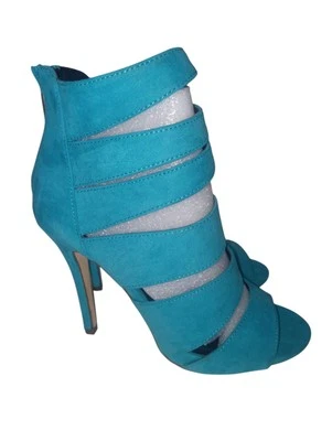 Call It Spring High Heel Sandals Shoes Teal Faux Suede Zip Back Women’s Size 7 - Image 1 of 4