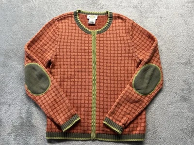 Vintage Talbots Full Zip Orange Cardigan Sweater Elbow Patches Size Small - Image 1 of 4