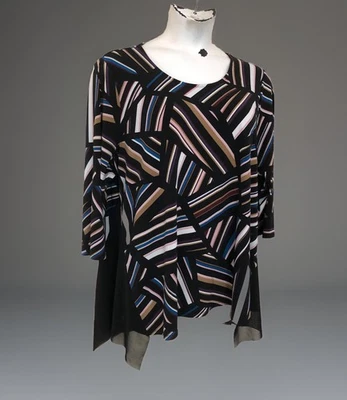 Top túnica VIP Knits by Avenue Shark Bite dobladillo talla 22/24 (24W - 3X) ribete de gasa Foto 1 de 4