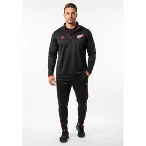 Detroit Red Wings Jacket Mens L Adidas Climalite Black Ice Hockey NHL Athleisure - Picture 1 of 14