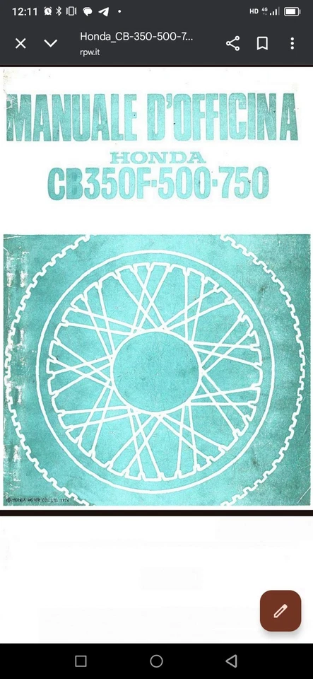 Manuale Officina HONDA CB350F - CB 500F - CB350 - CB500 - CB750 - Immagine 1 di 1