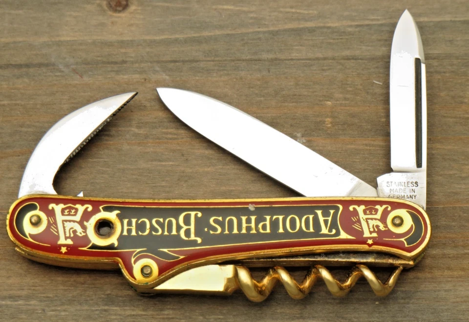 Faca Premium Vintage AÇO INOXIDÁVEL FEITA NA ALEMANHA - ANHEUSER BUSCH com Stanhope - Imagem 1 de 4