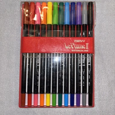 Uchida Of America Uchida 1122-12A Le Plume II Double-Ended Markers with Brush... - Image 1 of 3