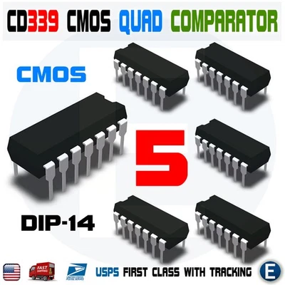 5pcs IC LM339 LM339N DIP-14 LOW POWER Quad Voltage Comparator USA seller - Image 1 of 4