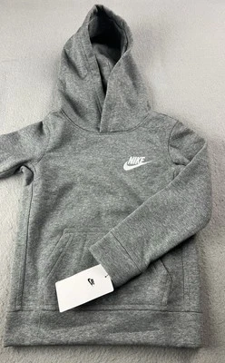 Nike Kids Club Fleece Pullover Hoodie Size 4 Boys Carbon Heather Gray NWT - Image 1 of 4