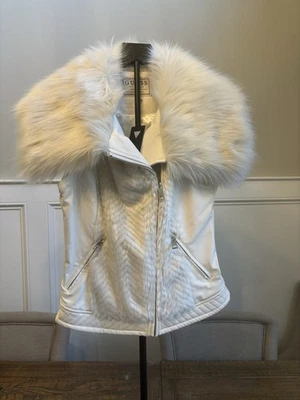 Chaleco Guess Blanco Crema Jayden Imitación Piel Cremallera Talla S- Nuevo con Etiquetas Foto 1 de 4