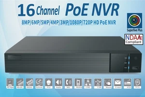 Superlive Plus 8MP 4K 16CH PoE NVR para cámaras IP PoE compatible con NDAA, opción de disco duro - Imagen 1 de 10