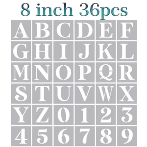 36Pcs 8Inch Large Alphabet Letters and Numbers Stencils for Painting on Wood - Picture 1 of 8