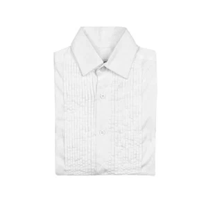 Boy's Kids Classic Traditional White Pleated Tuxedo Dress Shirt Laydown Collar 7 - Picture 1 of 1