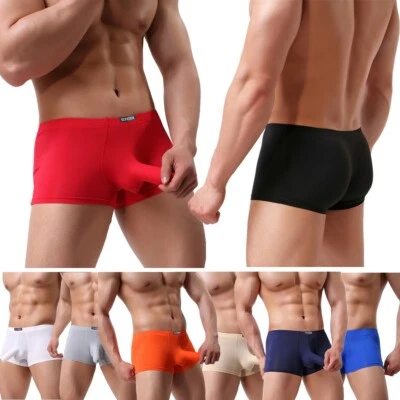 4 peças shorts masculinos macios nariz de elefante bolsa bojo boxers cuecas baús roupa íntima - Imagem 1 de 4