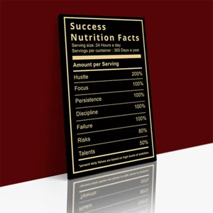 SUCCESS, NUTRITION FACTS  CANVAS Wall Art Picture Print Ready to Hang - Picture 1 of 12