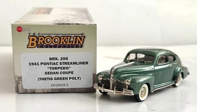 Brooklin BRK 206 1941 Pontiac Streamliner "Torpedo" Sedan Coupe-Thetis Grn Poly - Image 1 of 4