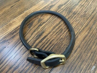 Rolled Leather Dog Collar Brass Hardware 26" - Image 1 of 4