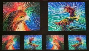 Panel de edredón JULIA WATKINS "ARTWORKS IX" EAGLE SWIRLS de QT Fabrics 24" x 44" - Imagen 1 de 3