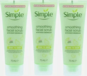 3 x Simple Smoothing Facial Scrub 75ml Kind To Skin Brand New - Picture 1 of 1