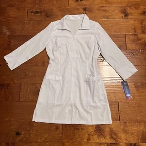 WHITE CROSS Fit Women's 2417 Lab Coat White XXS NWT $35 Medical Scrub 2 Way Zip - Picture 1 of 6