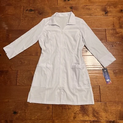 WHITE CROSS Fit Women's 2417 Lab Coat White XXS NWT $35 Medical Scrub 2 Way Zip - Image 1 of 4